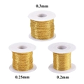 Three spools of golden stainless steel cross chain for DIY jewelry making 0.2-0.3mm - 0.25mm Diameter / Gold Long Cross