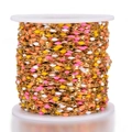 Colorful enamel bead chain on spool for DIY jewelry making with gold-plated finish - Gold-Pink White Yellow