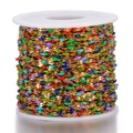 Colorful enamel bead gold chain on white spool for DIY jewelry making and necklace crafts - Gold-Multicolor