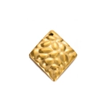 Ruitvormige gouden hanger van roestvrij staal met gehamerde textuur voor DIY-sieraden - Ruit / Goud