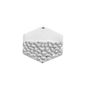Polished silver hexagonal stainless steel charm with embossed texture for jewelry making - Steel