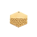 Golden hexagonal pendant with half-polished and half-textured finish for DIY jewelry - Hexagon Style 1 / Gold