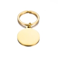 Llavero de acero inoxidable chapado en oro con colgante redondo acabado espejo - 30MM / Dorado