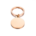 Colgante redondo de acero inoxidable oro rosa pulido con llavero de metal - 30MM / Oro rosa