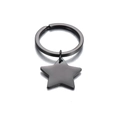 Llavero de estrella de acero inoxidable negro minimalista con acabado pulido brillante - Negro