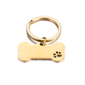 Placa de identificación para perro en forma de hueso dorado pulido con huella calada - Dorado
