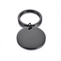 Portachiavi rotondo in acciaio inossidabile nero con targhetta per cani da incidere - 30MM / Nero