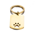Llavero de acero inoxidable dorado pulido espejo con diseño de huella de perro - Dorado