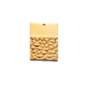 Golden rectangular stainless steel pendant featuring half-polished and half-embossed textures - Rectangle / Gold
