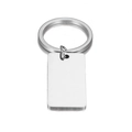 Polished silver stainless steel rectangular bar keychain with a smooth mirror finish - Steel