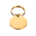 Portachiavi con targhetta rotonda in acciaio inossidabile dorato lucido a specchio - 30MM / Oro