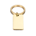Polished gold rectangular bar pendant keychain with a smooth mirror finish - Gold
