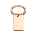 Minimalist rose gold stainless steel rectangle tag keychain for custom engraving - Rose Gold