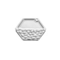 Hexagonal stainless steel pendant with silver textured finish and polished mirror surface - Steel