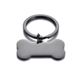 Polished black bone-shaped stainless steel pet ID tag with a metallic keychain ring - 21mm*40mm / Black