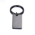 Minimalist rectangle stainless steel keychain with a matte black finish and round ring - Black