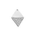 Rhombic stainless steel pendant featuring half-polished and half-hammered texture finish - Diamond / Steel