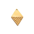Golden stainless steel rhombus pendant with half polished and half hammered texture - Diamond / Gold