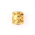 Cylindrical 18k gold-plated titanium bead with detailed floral engraving for DIY jewelry - Relief Floral Cylindrical Style (3#)