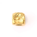 18k gold plated stainless steel square charm bead with embossed cherry blossom pattern - Square Cherry Blossom Style (4#)