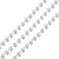 Detailed close-up of white round pearls connected by golden rings for DIY jewelry craft - 6mm Round Pearl / Gold
