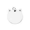 Cat head shaped stainless steel pet ID tag with mirror polished silver finish - Steel