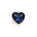 Dark blue heart crystal pendant with gold-plated stainless steel base for DIY jewelry - Heart Blue 2#