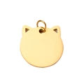 Polished gold metal pet ID tag with cute cat ears and swivel ring attachment - Gold