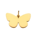 Polished gold stainless steel butterfly pendant charm with a metallic hanging ring - Gold