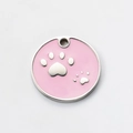 Medaglietta identificativa rotonda in acciaio inox 18k rosa con motivo a zampa - Rosa