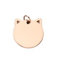Rose gold cat head pet ID tag with polished finish and split ring attachment - Rose Gold