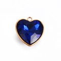 Blue crystal heart pendant with gold plated stainless steel frame for jewelry making - Heart Blue 3#