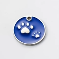 Medaglietta per cani in smalto blu con impronta bianca e telaio in acciaio 18k - Blu