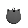 Matte black cat-shaped pet ID tag in stainless steel with matching metal key ring - Black