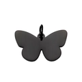 Matte black butterfly shaped stainless steel pendant with round ring connector - Black
