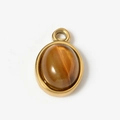 Detailed macro view of oval tiger eye stone pendant with gold-plated stainless steel base - Large (12x19mm) / 4# Tiger Eye Color (Large)