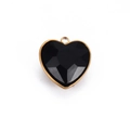 Colgante de corazón con cristal facetado negro y elegante chapado en oro puro - Corazón Negro