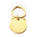 Golden stainless steel kitten shaped keychain with high polish finish for engraving - Gold
