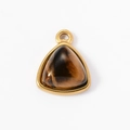 Macro shot of gold-plated stainless steel triangle tiger eye stone pendant detail - 2# (Tiger Eye Color Triangle)
