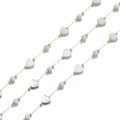 18k gold chain necklace with heart-shaped mother of pearl and grey beads detail - Heart