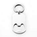 Polished silver stainless steel keychain bottle opener with a flat ring attachment - Steel