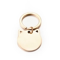 Polished rose gold cat-shaped metal keychain pendant with smooth mirror surface - Rose Gold