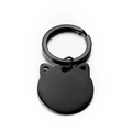 Minimalist black stainless steel kitten keychain with polished finish and metal ring - Black