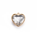 Colgante de corazón dorado con cristal transparente y anilla para joyería DIY - Corazón Blanco