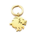 Portachiavi testa di leone minimalista in acciaio inossidabile dorato con intaglio - Oro