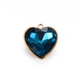 Colgante de cristal azul en forma de corazón con borde dorado para collares DIY - Corazón Azul 4#