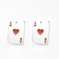 Polished stainless steel ace of hearts playing card pendants with red enamel details - Red A