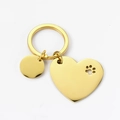 Portachiavi a cuore in acciaio inossidabile dorato con zampa traforata e targhetta - Oro