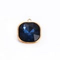 Colgante cuadrado de cristal azul oscuro con marco de acero inoxidable dorado para DIY - Cuadrado Azul 2#