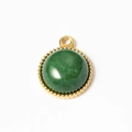 Green natural stone pendant with gold stainless steel round bezel for DIY jewelry - Aventurine (A0194/A0195-2# Large)